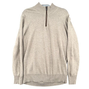 Filippo‎ Riberti Beige Halfzip Ribbed Cuffs Hem Pullover Sweater Mens Medium